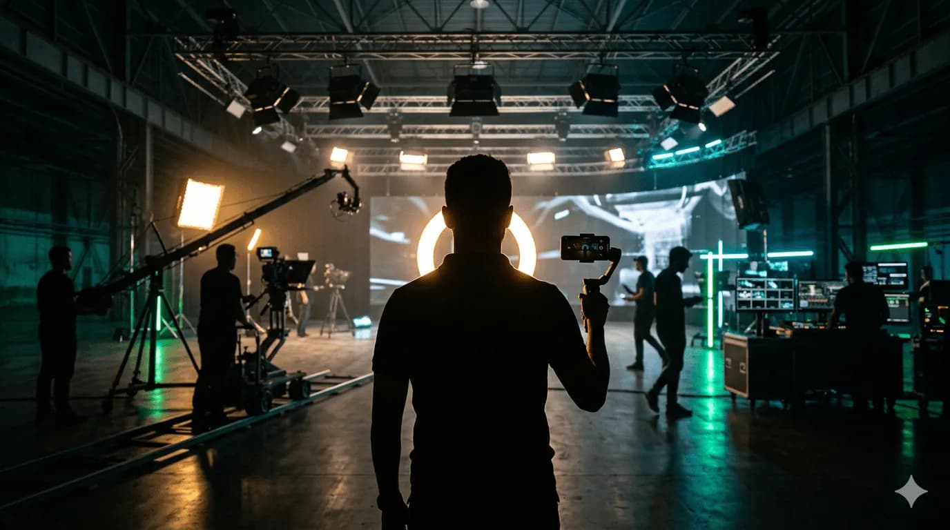 Créateur de contenu en tournage dans les studios INTIK à Alger